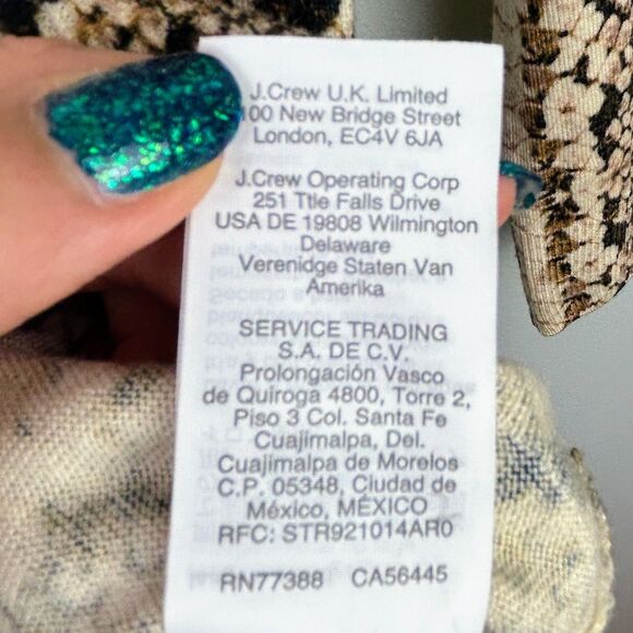 J.Crew Tippi Merino Wool Knit Sweater Cropped Sleeve Python Snake Print Beige XS - Picture 12 of 12